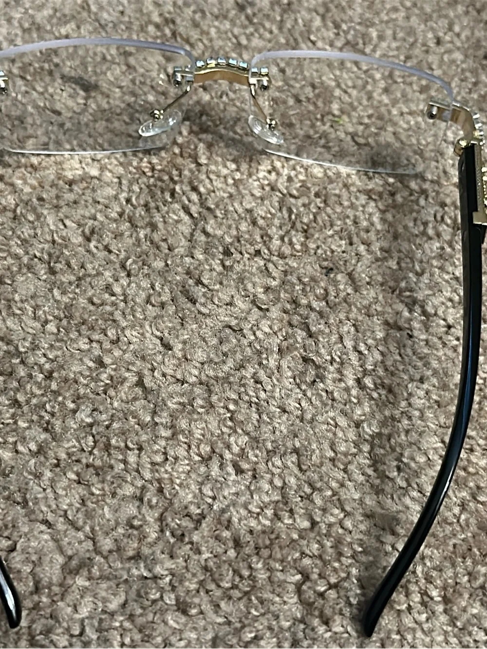 Rimless Reading Glasses with Gold Bridge and Black Temples